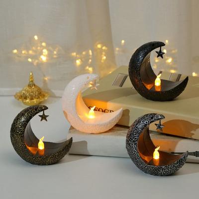 Stern Mond Form Leuchter Kerze Lampe EID Ramadan Mubarak Kerzenhalter Leuchter mit LED Licht Festliche Dekoration