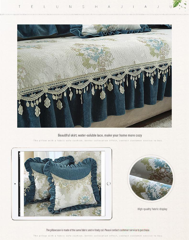 Cojín de Sofá Chenilla Europeo – Para Todas las Estaciones, Antideslizante, Funda de Ajuste Universal