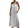 Women's Sleeveless Maxi Dress Ruffle Strap Square Neck Long Dress Casual Boho A-line Dress with Pocket Summer Beach Sundress