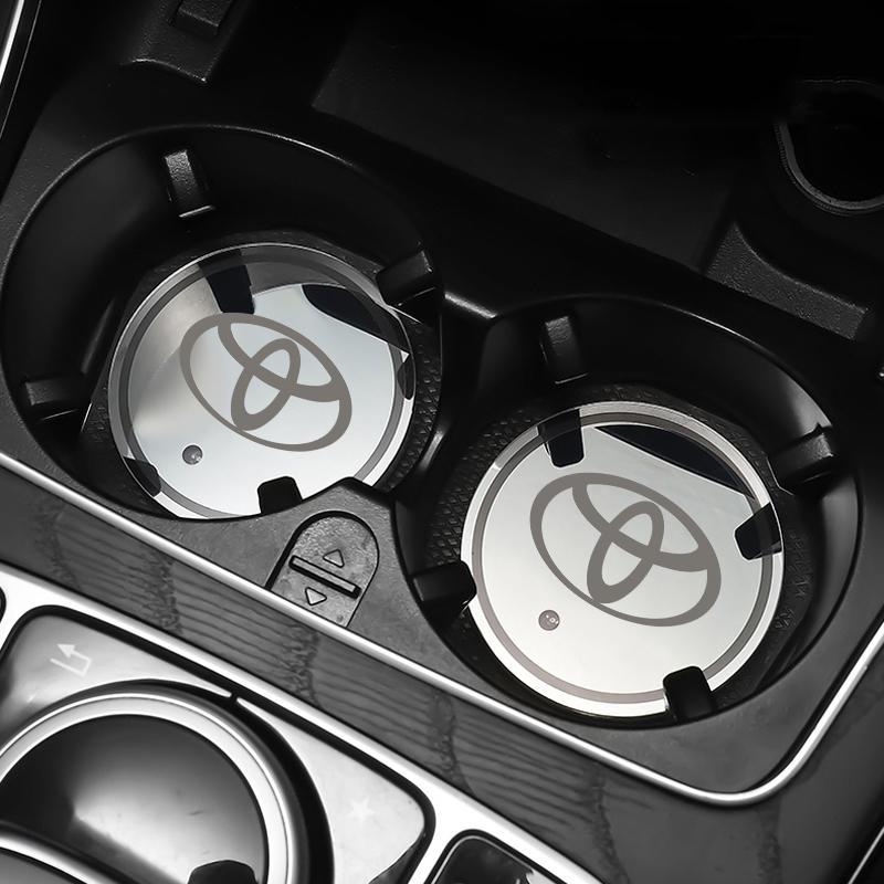 LED Car Cup Coasters 7 Colors Atmosphere Light Bottle Cup Holder Pad For Toyota Rav4 Corolla Camry Mirai Aqua Cross TRD GR Sport