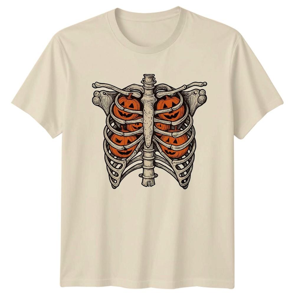 Retro Halloween Ribcage Pumpkins TShirt Halloween Gift For Him And Her