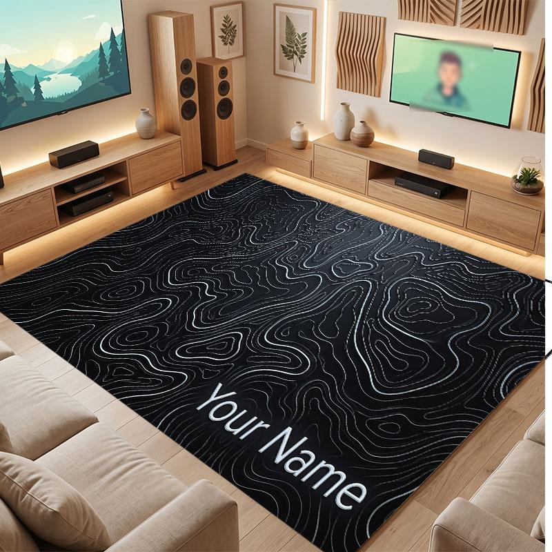 Abstract Personalized Theme Crystal Velvet Floor Rug Personalized Custom Name Text Warm Carpet Home Decoration