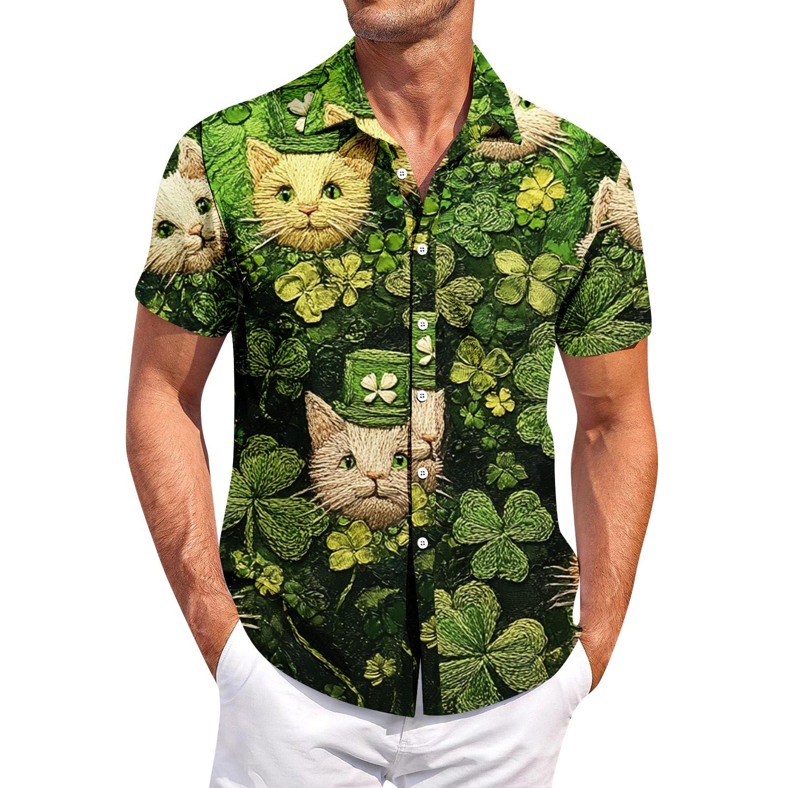 

Мужская повседневная рубашка с короткими рукавами, облегающая, стильная, мужская. Патрик Принт L