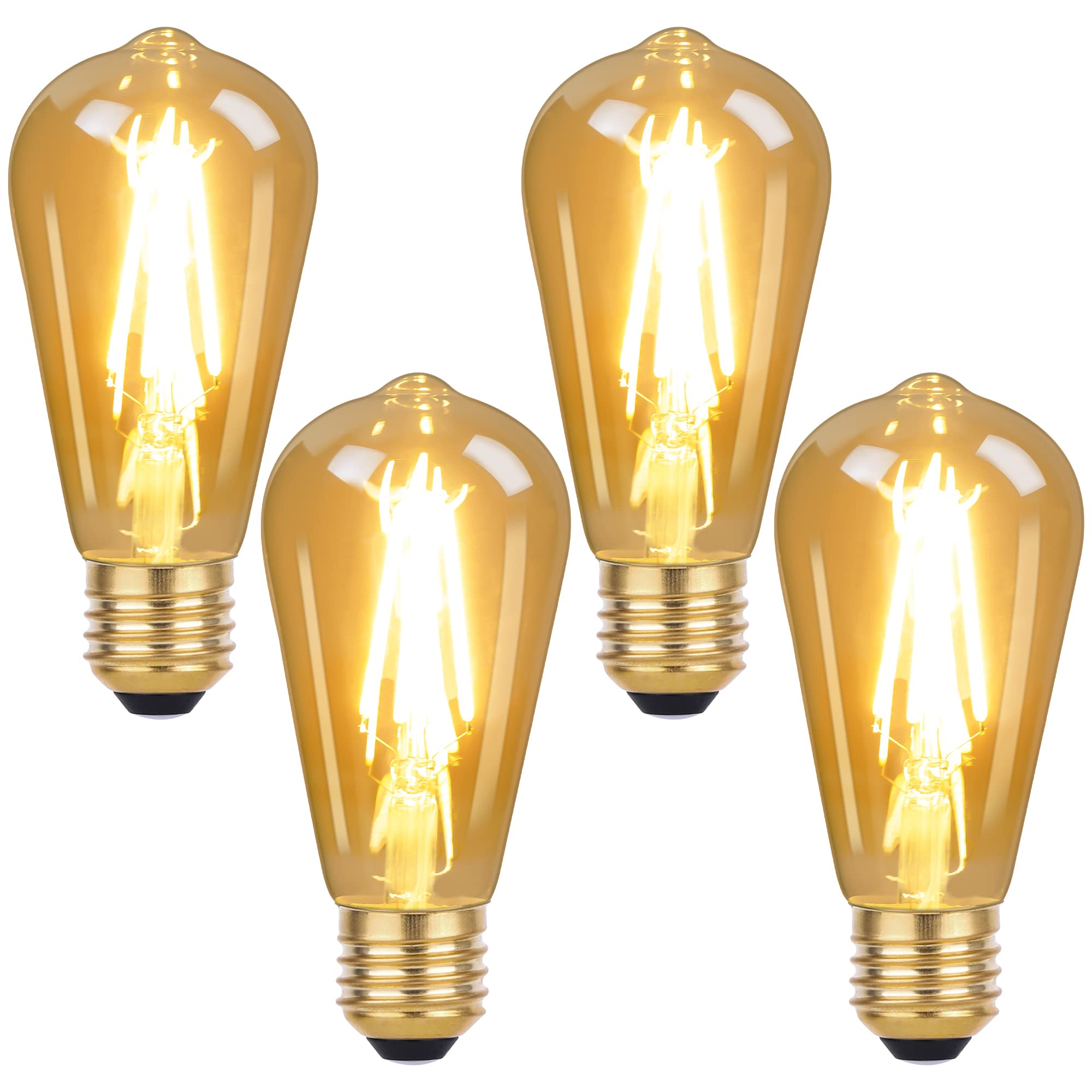 

aurogeek LED Bulbs, E26 Base, 6W, ST64 Filament, Amber, Edison Bulb, 800lm, 2700K, 60W Equivalent, Non-Dimmable, Retro Style, Wide Beam, for Pendant