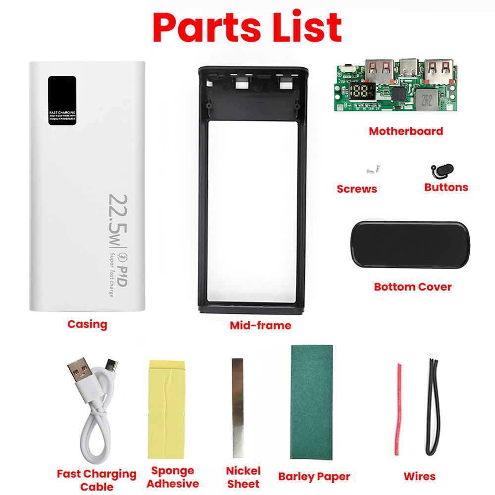 PD22.5W  Battery Storage Box Quick Charge DIY Power 1260110  Bank Case Electronic Kit