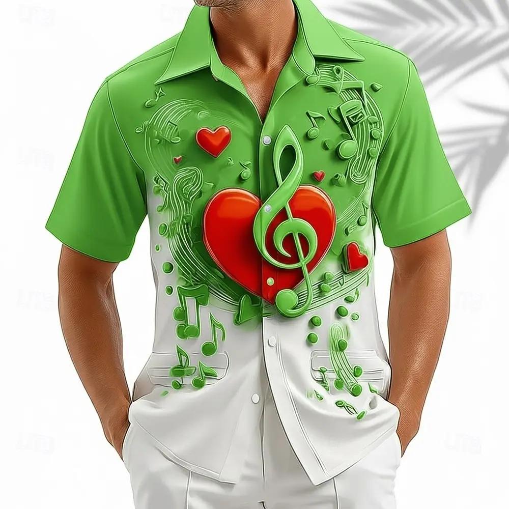 

Valentine s Day Men s and Women s Same Short sleeved Shirt Love Printed Couple s Shirt Top 5XL зелений