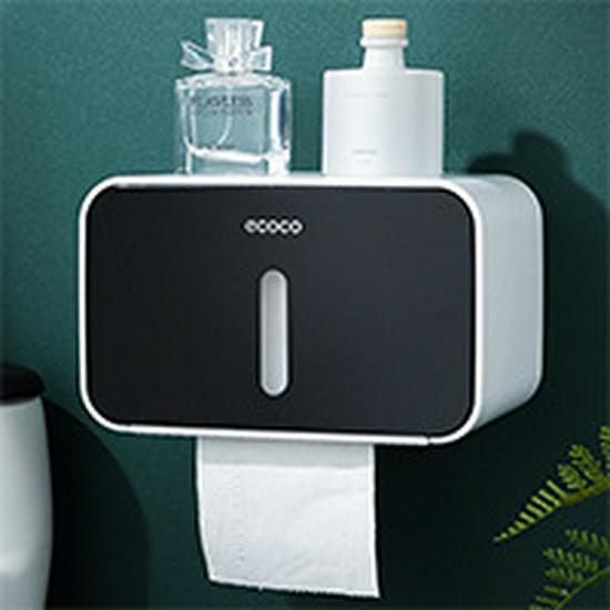 

Eco Wall-Mounted Waterproof Tissue Dispenser with Flip-Top & Suction Cup for Bathroom чёрный