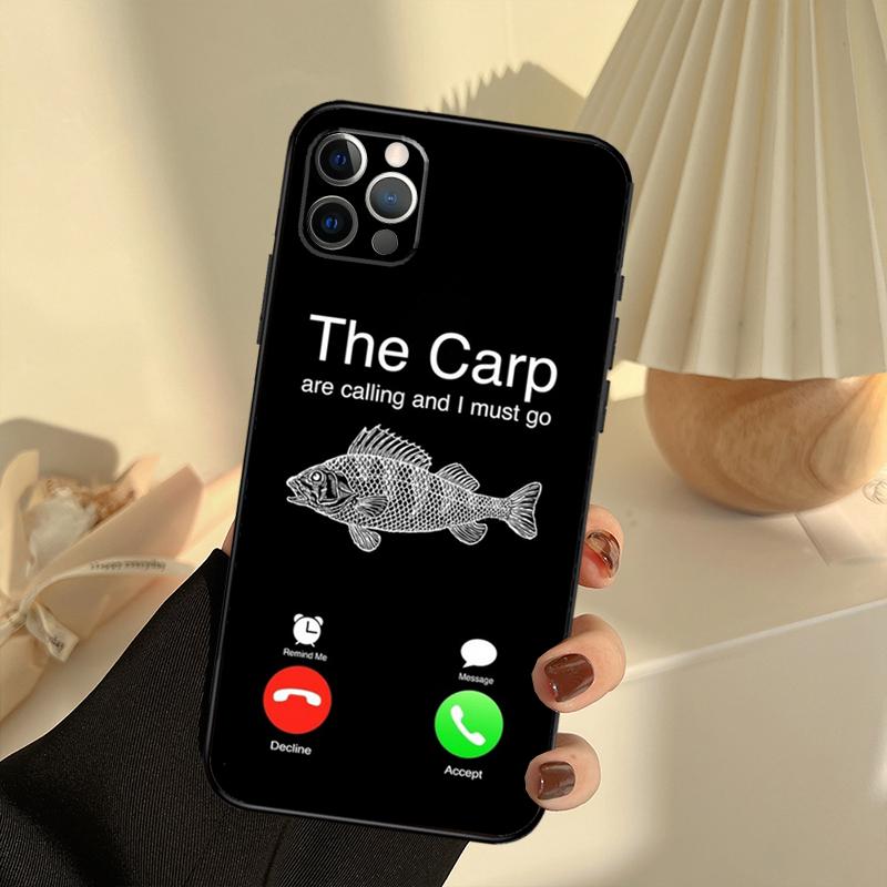 Carp Fish Fishing rod Hook Case For iPhone 11 12 13 14 15 16 Pro Max Cover For iPhone 13 12 Mini XR X XS Max Plus