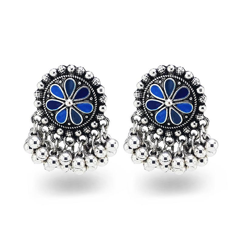 

Серьги из сплава колокольчика, круглые серьги с подсолнухом, красочные винтажные серьги в этническом стиле Ид аль-Фитр Лассер Байрам