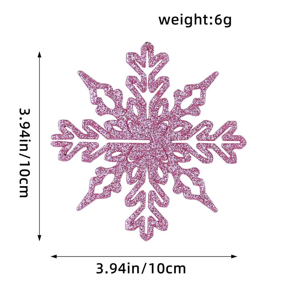 10CM Plastic Snowflake Christmas Tree Decorations - Hollow Powdered Snowflake Pendants