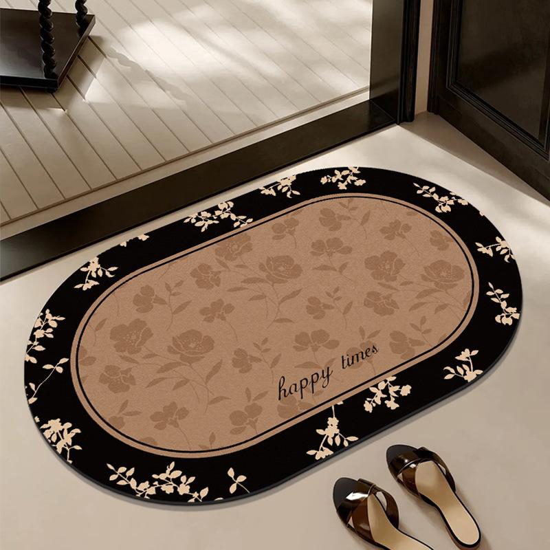 Medieval Style Diatom Mud Floor Mat, Bathroom Water-Absorbing Quick-Drying Non-Slip Floor Mat, Bathroom Door Dirt-Resistant And Easy-To-Take-Care