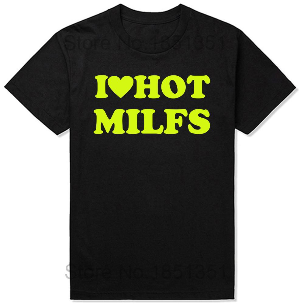 Funny I Love Hot MILFS T Shirts Red Heart Style Graphic Streetwear Short Sleeve Birthday Gifts T-shirt Clothing