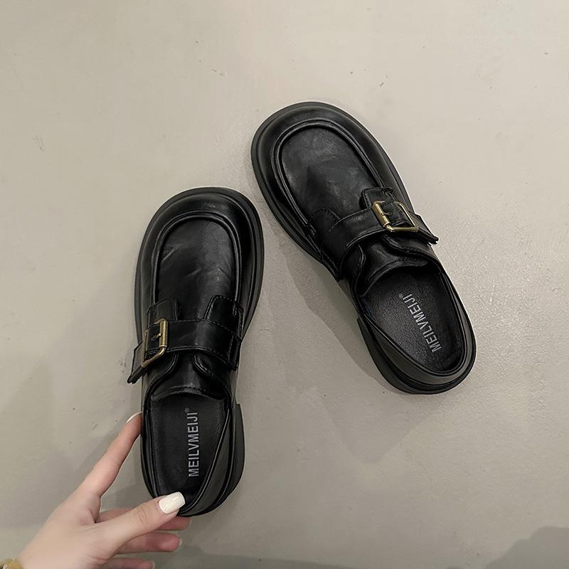 

Туфли-лоферы на платформе из натуральной кожи 2025 новая платформа толстая подошва толстый каблук одинарная обувь женская обувь универсальный британский стиль увеличивающие рост маленькая кожа 40