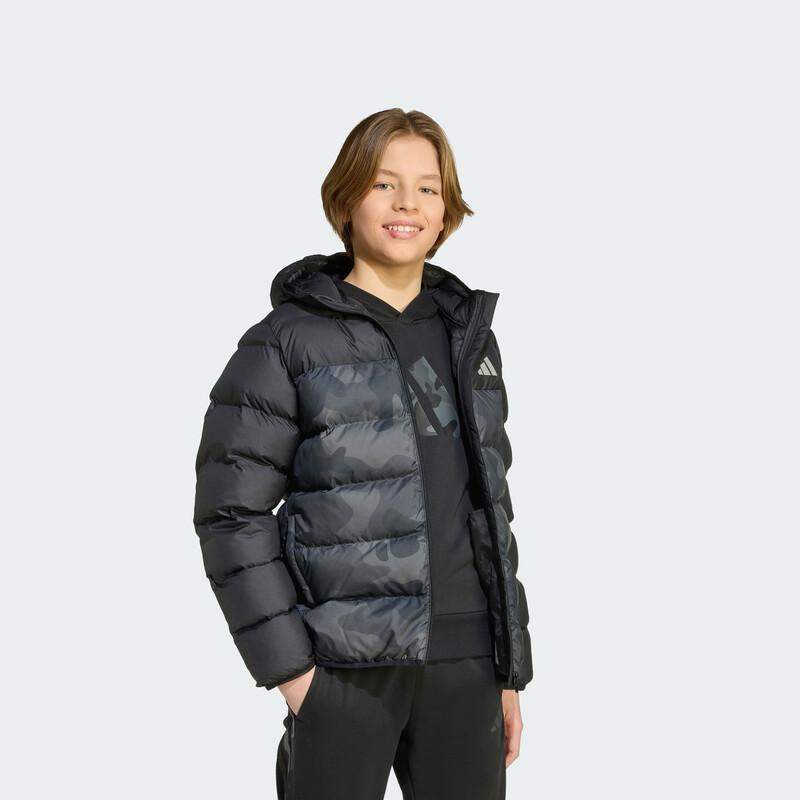 adidas Big Kids' Camo Print Water-Repellent Hooded Padded Jacket