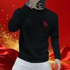 2026 Year of the Horse Zodiac Men's Red Hoodie - Cotton Print Long Sleeve T-Shirt Top