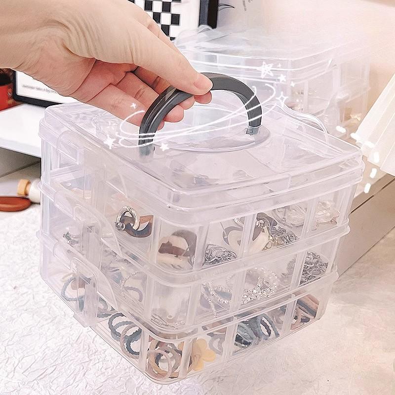 Large Three-Layer Removable 18-Grid 30-Grid Portable Transparent Plastic Jewelry Cosmetic Storage Box Fishing Gear Storage Large Box