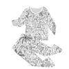 DIY Hand Painted Colorable-Parent-child Outfit - Print Round Neck Parent-child Long Sleeve Long Pants Home Clothes Suit Spring