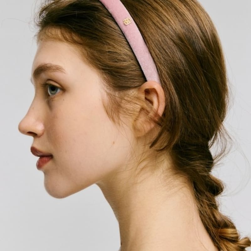 

Бархатная повязка для волос DEPOUND dp logo - розовая Pink