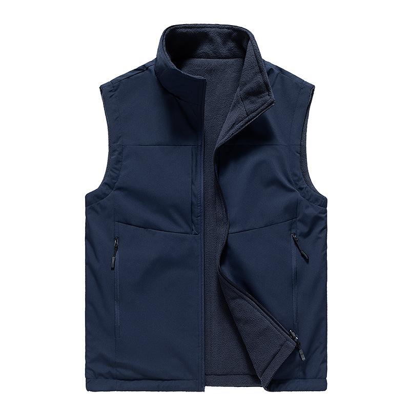 

Men s New Spring Multi-pocket Cargo Vest Vest Clip In Both Sides of the Elderly Wear Coat L темно-синього кольору