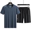 Men's Quick-Dry Ice Silk Sports Set - Lightweight, Breathable Summer Short-Sleeve Top and Casual Shorts
