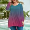 Women's Fashion Large Size Round Neck Long Sleeve Casual Print Loose Pullover Top T-Shirts Women’s