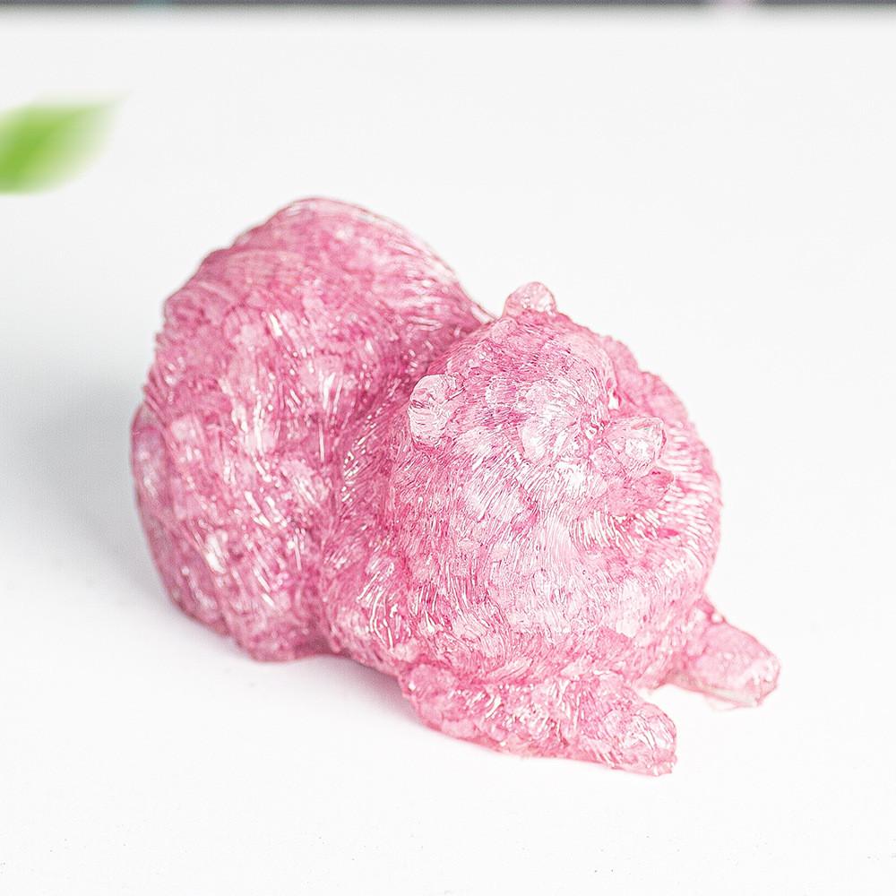 Resin Filled Water Crystal Dog Ornament With Semiprecious Stones For Office Decor And Collectors