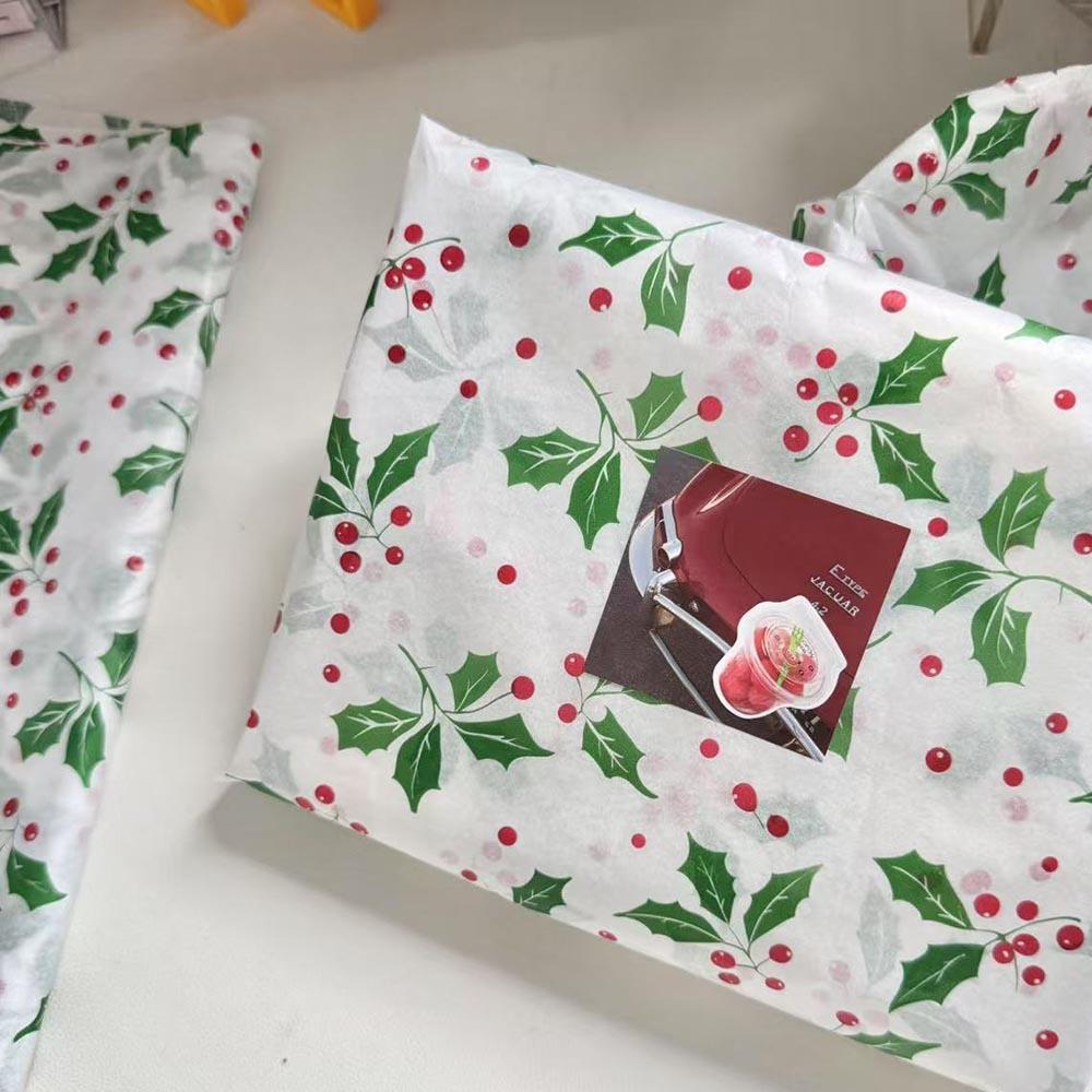 10 pièces Bouquet de Noël Papier Nouveau Motif Sapin de Noël Papier Papier d'emballage Père Noël Haute Qualité Houx Baies Papier Cadeau