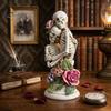 Halloween Table Ornaments Resin Hugging Skeleton Couple Figurine with Roses, Gothic Eternal Love Skull Art Sculpture Statue, Day of The Dead Romantic