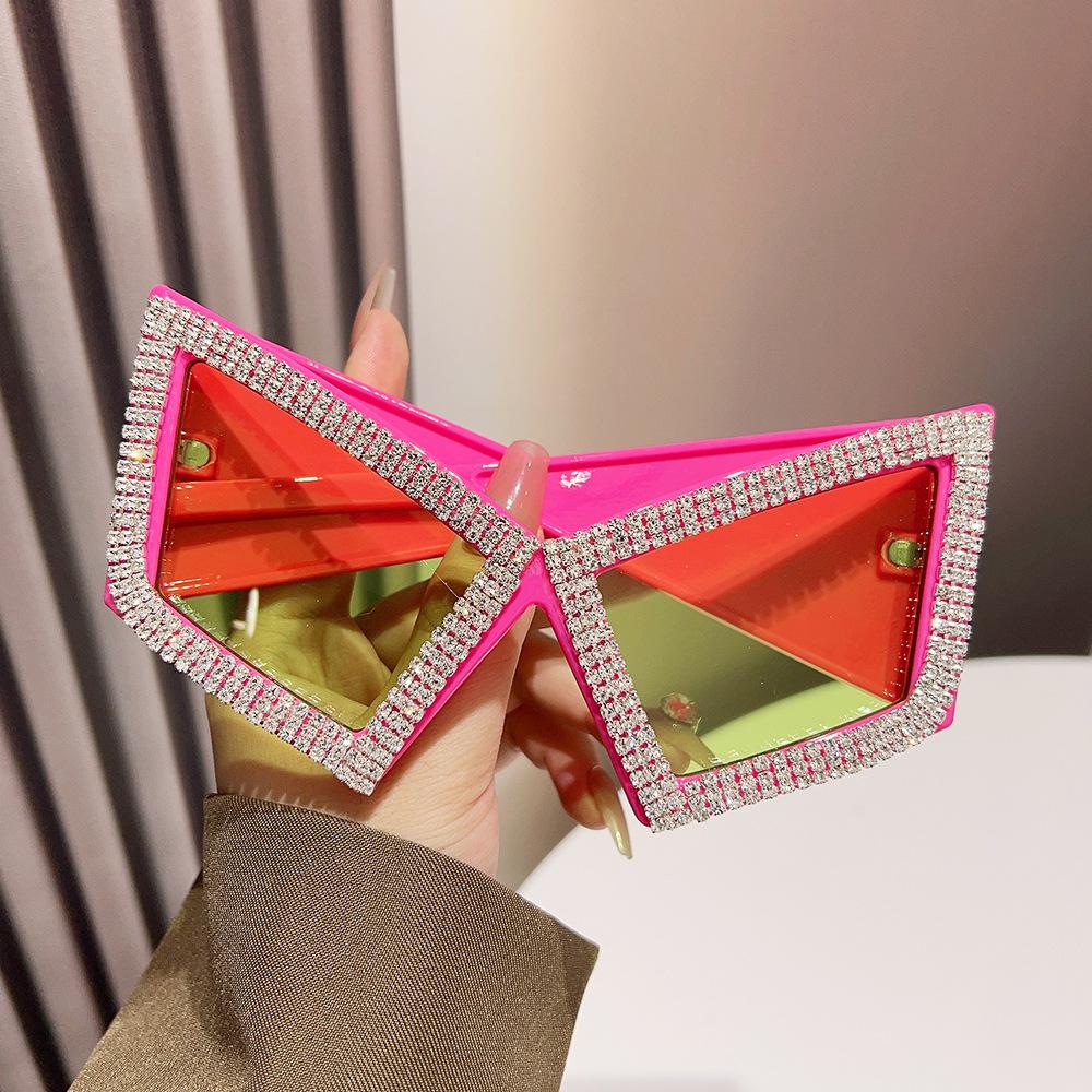 Vintage Sexy Ladies Oversized Diamond Cat Eye Sunglasses Women For Female Luxury Brand Designer Popular Trendy Sun Glasses Uv400