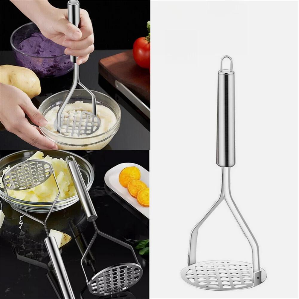 Stainless Steel Potato Masher - Kitchen Mud Press Tool for Fruit Juice Extractor Multipurpose Crusher Puree Maker