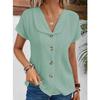 JPNTKY Women's Fashion Casual Solid Color Print V-Neck Short Sleeve Blouses & Shirts