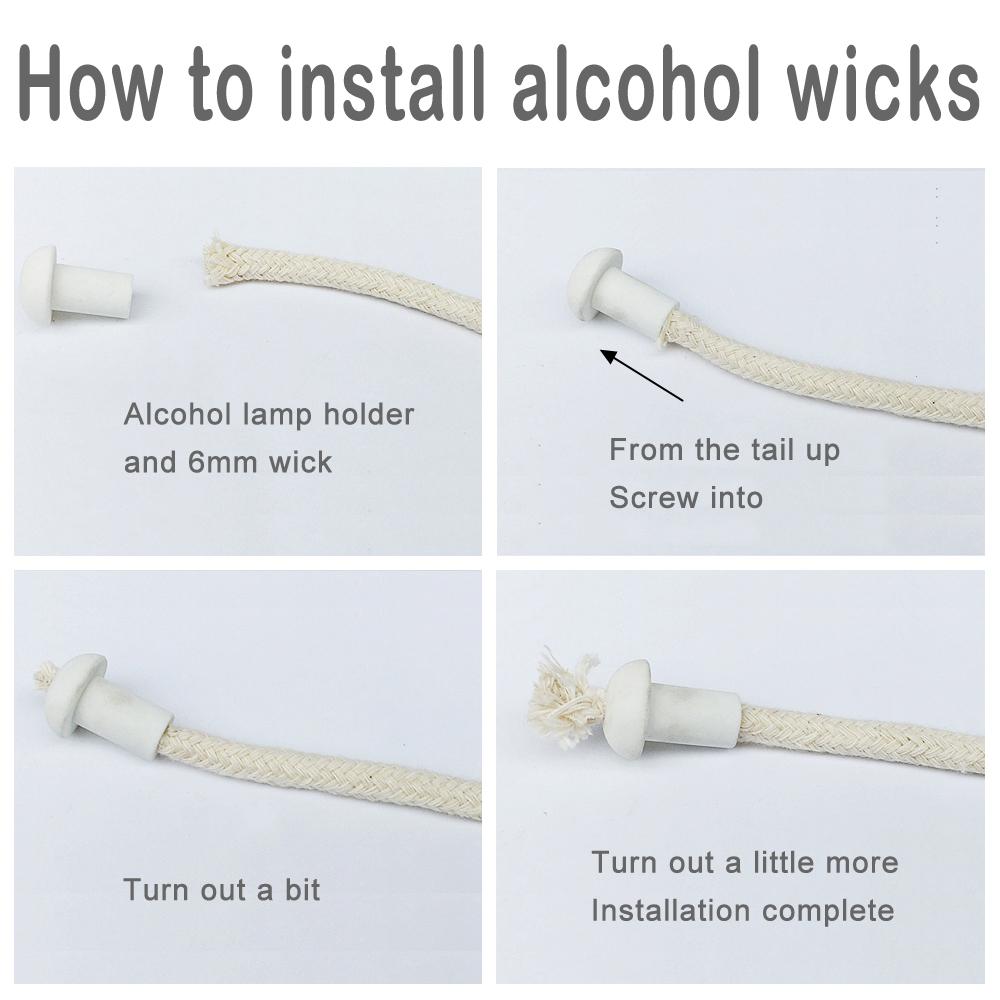 Docht für Alkohollampen, Ersatzdocht, rund, 5 mm, geflochten, für Öllampen und Kerzenherstellungszubehör, handgefertigte DIY-Kerze