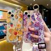 Blue Oil Painting Flower, Suitable for Apple 15 Mobile Phone Case, Wrist Strap, iPhone14 Bracket 13Promax Lanyard 12 Cases.