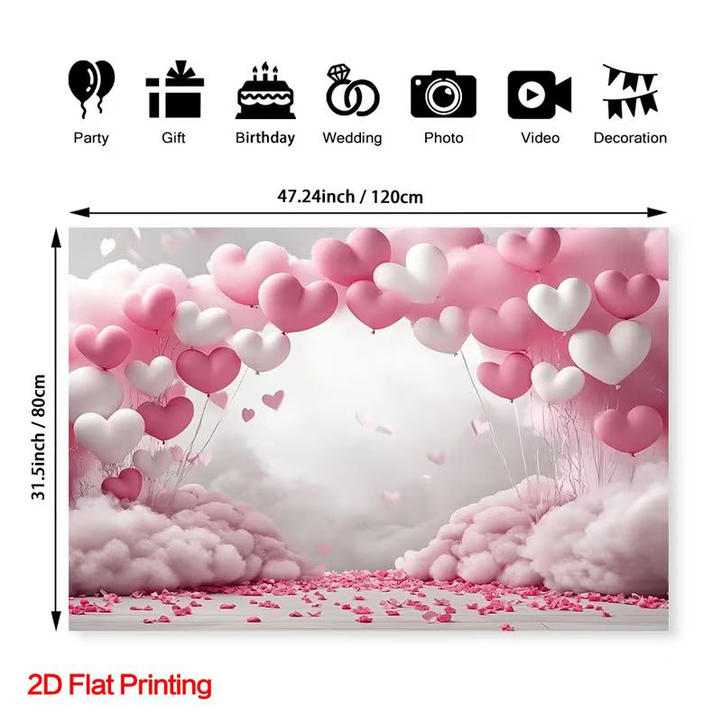 2D süßrosa Blütenblatt-Herz-Hintergrund, Fotografie-Hintergrund für Brautparty