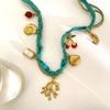 Adjustable Summer Beach Necklace Multilayer Fabric Design Shell Conch Fruit Pendant Neckchain For Casual Styling