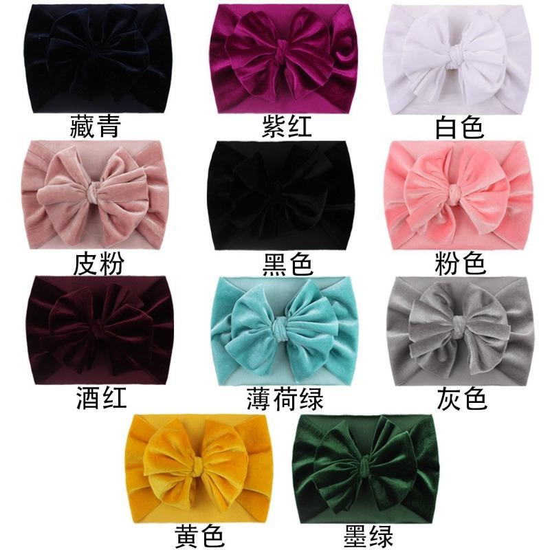 New summer baby golden velvet headscarf, children's double bow headband, comfortable baby hair accessories