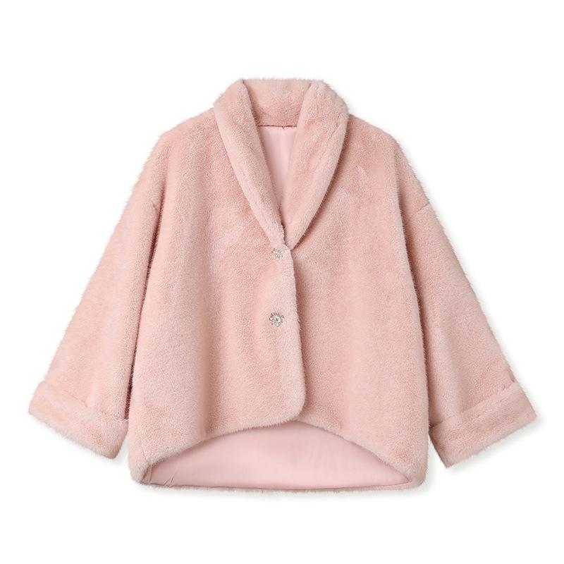 

Eco-friendly Fluffy Fur Retro Winter Coat & Skirt Set S