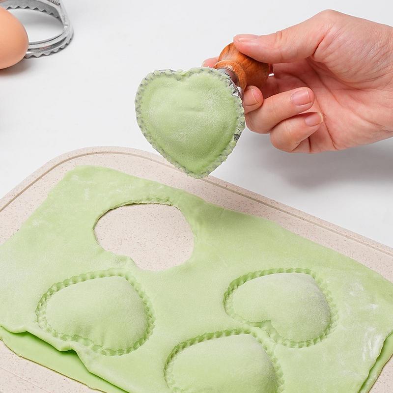 Cookie Mold Press Ravioli Stamp Maker With Wood Handle Ergonomic Dough Cutting Device Pasta Making Kit For Holidays Birthday