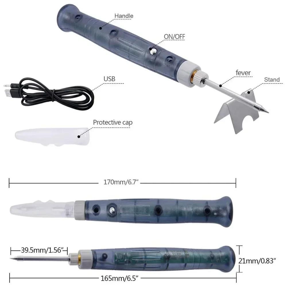 STONEGO Mini USB Soldering Iron 5V 8W Fast Heat Up Precise Tip for Hobbyists SMD Soldering