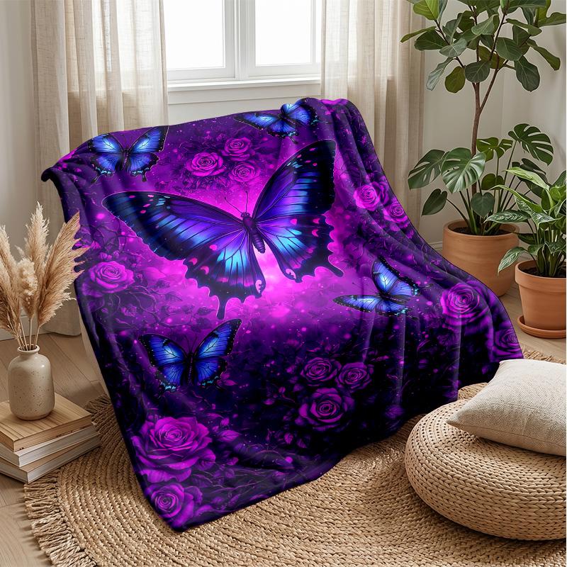 Mystic Butterfly Night Theme blanket Lightweight Warm Flannel Blanket Decorative Throw Blanket for Home Decoration