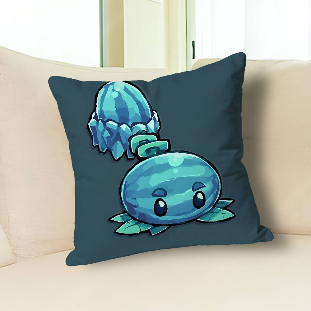 Hot P-Plants Zombies Game Pillow Cases for Bedroom Living Room Sofa Home Decor Polyester Cushion Cover with Zipper