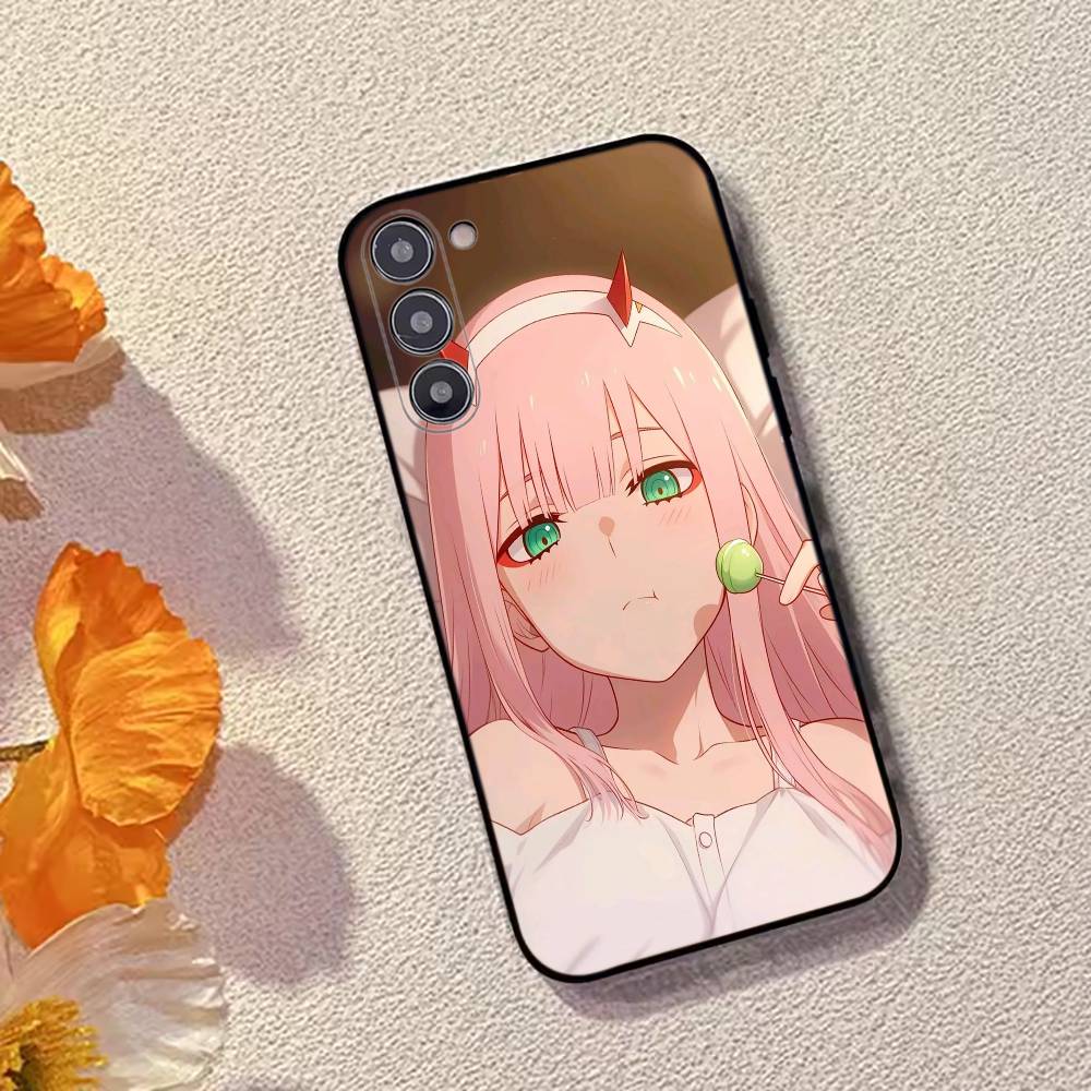 Lovely Zero Two 02 Hot Anime Phone Case For Samsung Galaxy A73,A72,A71,A70,A53,A52,A51,Soft Silicone Black Cover