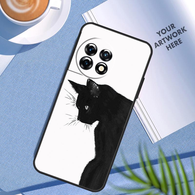 Black Cat Face Kitty Case For OnePlus Nord CE 5 2 3 4 Lite N20 N30 OnePlus 15 13 12 11 9 10 Pro 13R 10T 13T Cover