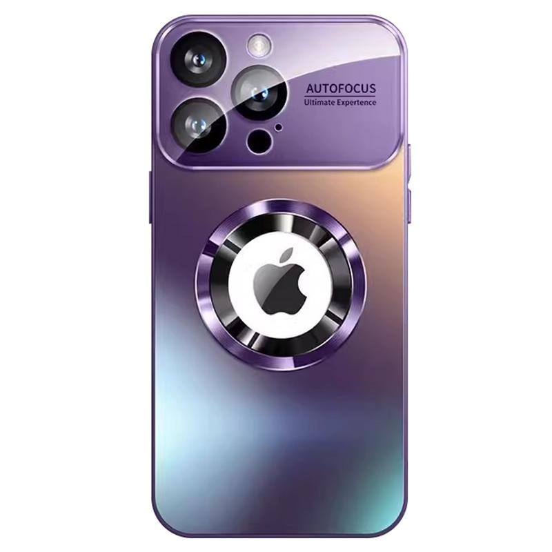 

For iPhone 14 Pro Max Case with Lens Film Magnetic Anti-scratch PC Phone Protective Shell Dark Purple