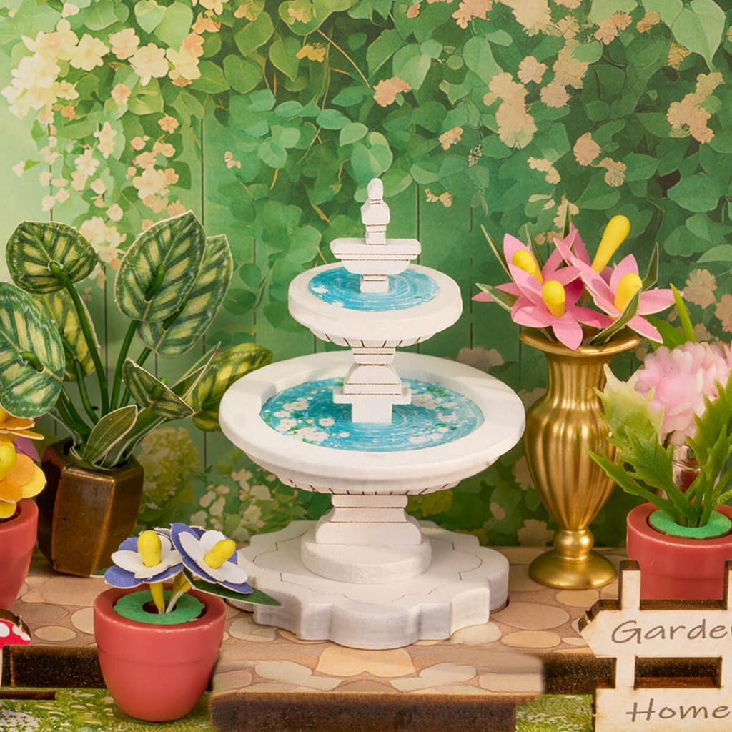 ROBOTIME Rolife 3D Puzzles Green Fountain Garden DIY Miniature House DS049
