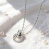 Korean Style Rhinestone Titanium Necklace & Double Ring Jewelry Set