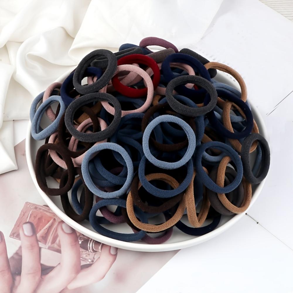 50pcs/Set Women   Basic Hair Bands 1.57inch Simple Solid Colors Elastic Headband Hair Ropes Ties Hair Accessories Ponytail Holder