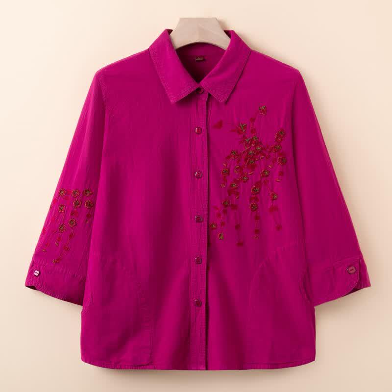 YUZHAOLIN Women's Plus Size 3/4 Sleeve Cotton Blouse
