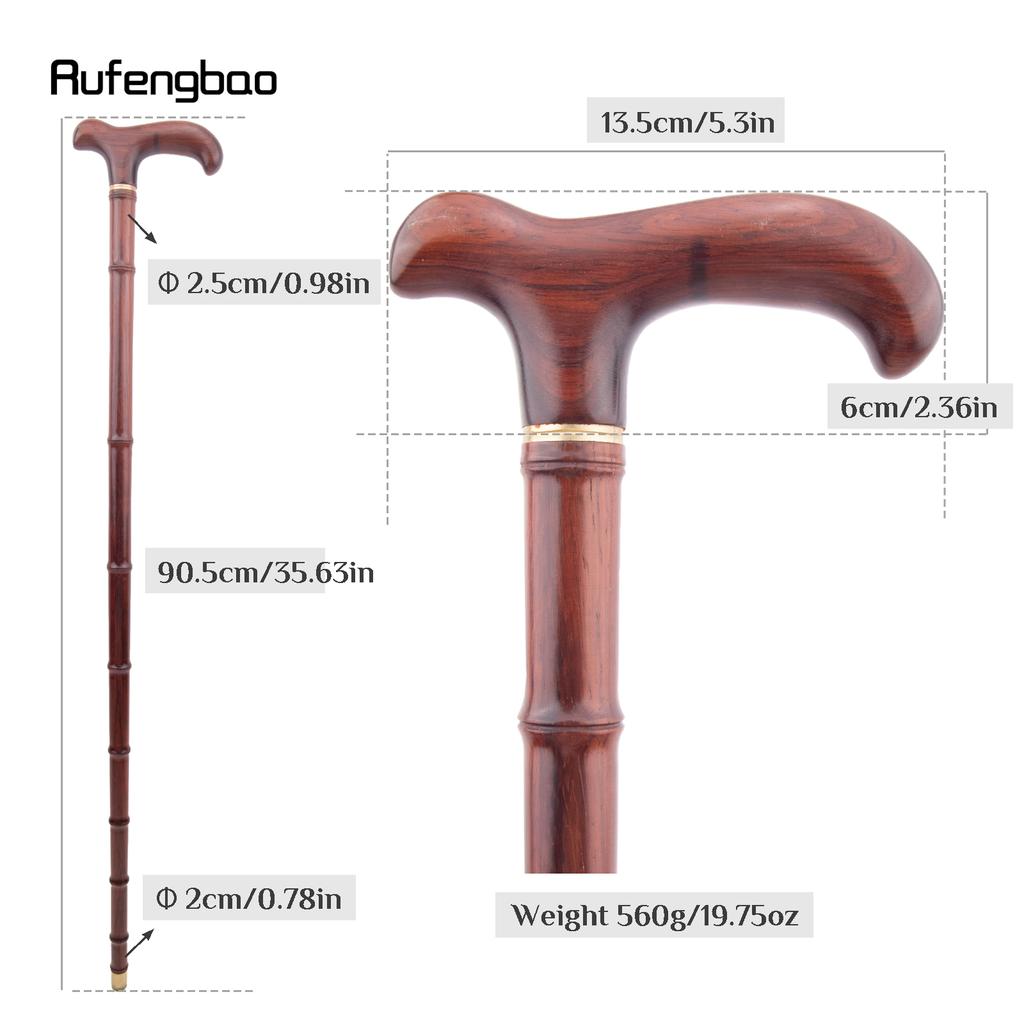 Red Wooden Single Bamboo Joint Fashion Walking Stick Decorative Cospaly Party Walking Cane Halloween Crutch Wand Crosier 94cm