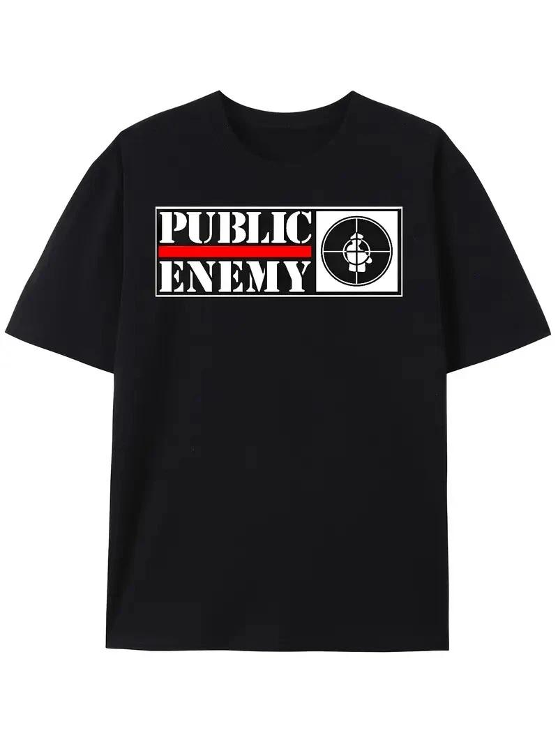 Men s Public Enemy Graphic T-Shirt - Bold Lettering & Target Design, Chuck D Fla XS